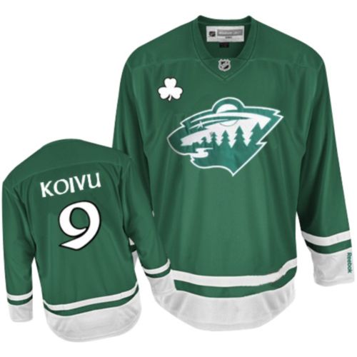 Youth Reebok Minnesota Wild 9 Mikko Koivu Authentic Green St Pattys Day NHL Jersey